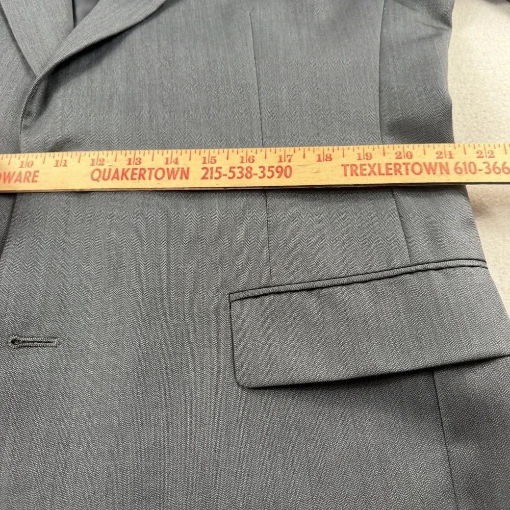 Hart Schaffner Marx 42L Gray Herringbone Wool Blazer Sport Coat 2 Button Woolmar - Picture 12 of 14